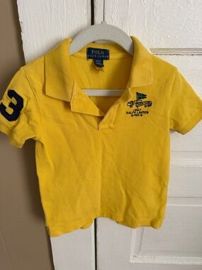 Polo by Ralph Lauren Bright Yellow Kids Polo with Navy Patch